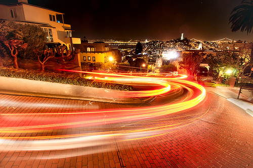 Lombard Street at Night by Harold Davis