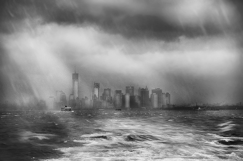 Storm in New York Upper Harbor (black & white) by Harold Davis