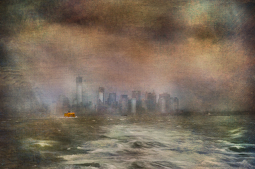 Storm in New York Upper Harbor (with texture) by Harold Davis